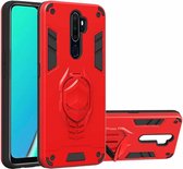 Voor OPPO A9 (2020) 2 in 1 Armor Knight Series PC + TPU beschermhoes met onzichtbare houder (rood)