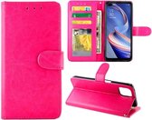 Voor OPPO A92s Crazy Horse Texture Leather Horizontale Flip Beschermhoes met houder & kaartsleuven & portemonnee & fotolijst (magenta)