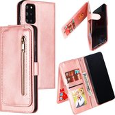 Voor Galaxy S20 + Nine Card Zipper Bag Horizontal Flip Leather Case With Holder & Card Slots & Photo Frame & Wallet (Rose Gold)
