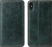 Voor iphone xs max retro boomschors textuur pu magnetische horizontale flip lederen case met houder & kaartsleuven & portemonnee (groen)