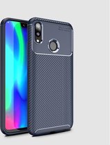 Carbon Fiber Texture Shockproof TPU Case voor Huawei Y9 (2019) (Blauw)