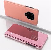 Voor Geschikt voor Xiaomi Redmi Note9 Pro / Note9 Pro Max / Note 9S / Note9 Vergulde Mirror Horizontale Flip Leather Case met houder (Rose Gold)