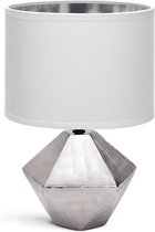 LED Tafellamp - Tafelverlichting - Igia Uynimo XL - E14 Fitting - Rond - Mat Wit/Zilver - Keramiek