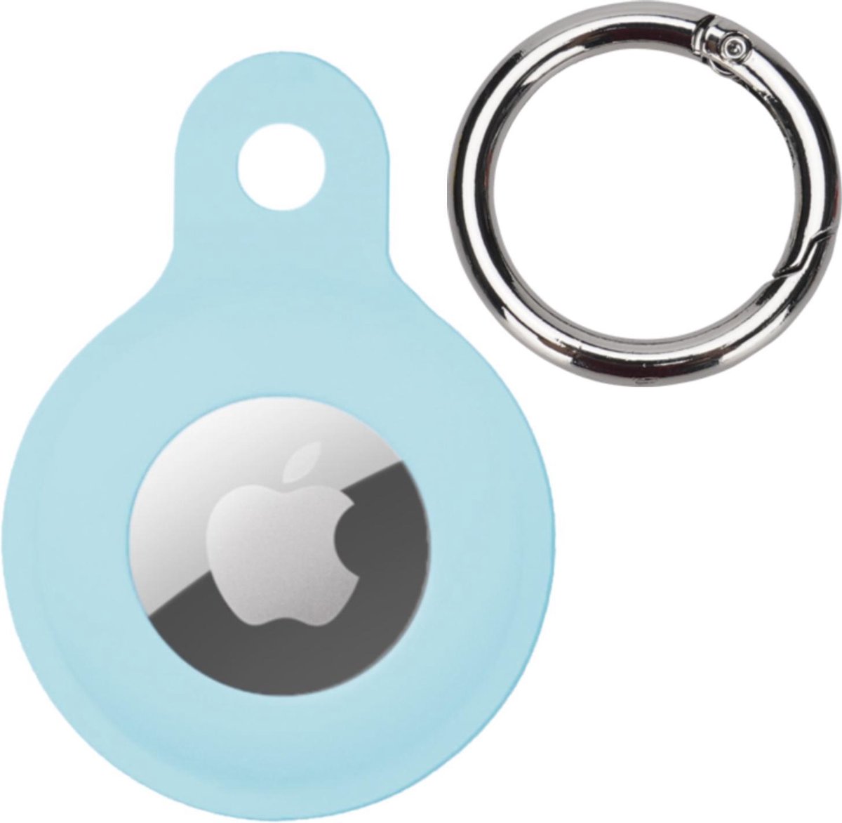 Hoesje Geschikt voor Apple AirTag Hoesje Case Hoesje Geschikt voor Apple AirTag Sleutelhanger Siliconen Hoes - Lichtblauw