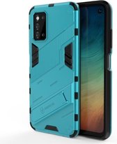 Voor Samsung Galaxy F52 5G Punk Armor 2 in 1 PC + TPU Shockproof Case met onzichtbare houder (blauw)