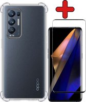 Oppo Find X3 Neo Hoesje Transparant Siliconen Shockproof Case Met Screenprotector - Oppo Find X3 Neo Hoes Silicone Shock Proof Cover Met Screenprotector - Transparant