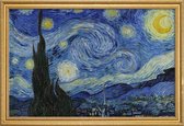 JUNIQE - Poster met houten lijst van Gogh-The Starry Night II -13x18