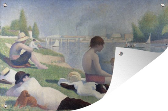 Tuindecoratie Baders bij Asnières - Schilderij van Georges Seurat - 60x40 cm - Tuinposter - Tuindoek - Buitenposter