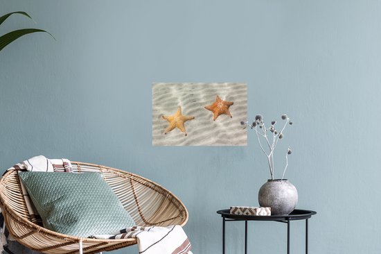 Sticker Muursticker Étoile de mer - étoile de mer marron clair et marron foncé sous l'eau - 30x20 cm - film adhésif autocollant - sticker mural repositionnable