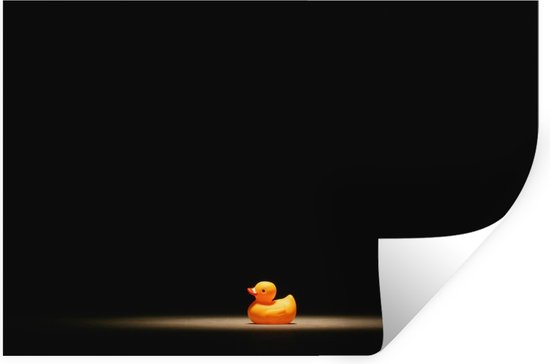Muurstickers - Sticker Folie - Bad eend in fel licht op zwarte achtergrond - 30x20 cm - Plakfolie - Muurstickers Kinderkamer - Zelfklevend Behang - Zelfklevend behangpapier - Stickerfolie