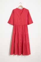 Sissy-Boy - Roze maxi jurk met ruffles en trompet mouw