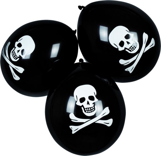 Boland - Decoratie - Piraten Latex Ballonnen Doodshoofd 25cm 6 stuks