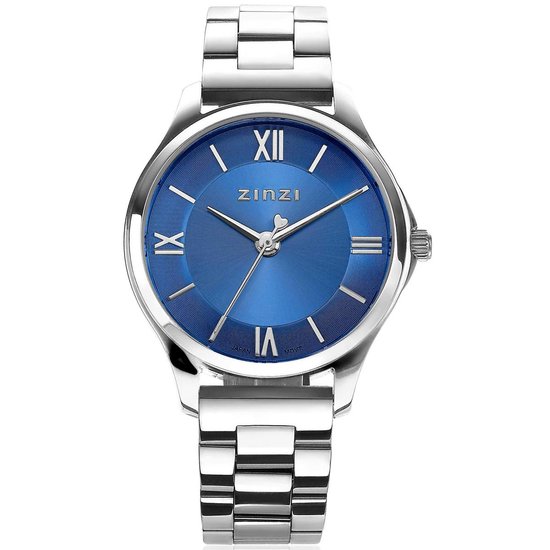 Foto: Zinzi classy mini horloge 30mm blauwe wijzerplaat stalen kast en band ziw1242