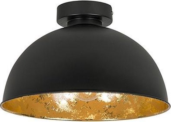 QAZQA magna yeyang - Landelijke Plafondlamp - 1 lichts - Ø 300 mm - Zwart Goud - Woonkamer | Slaapkamer | Keuken