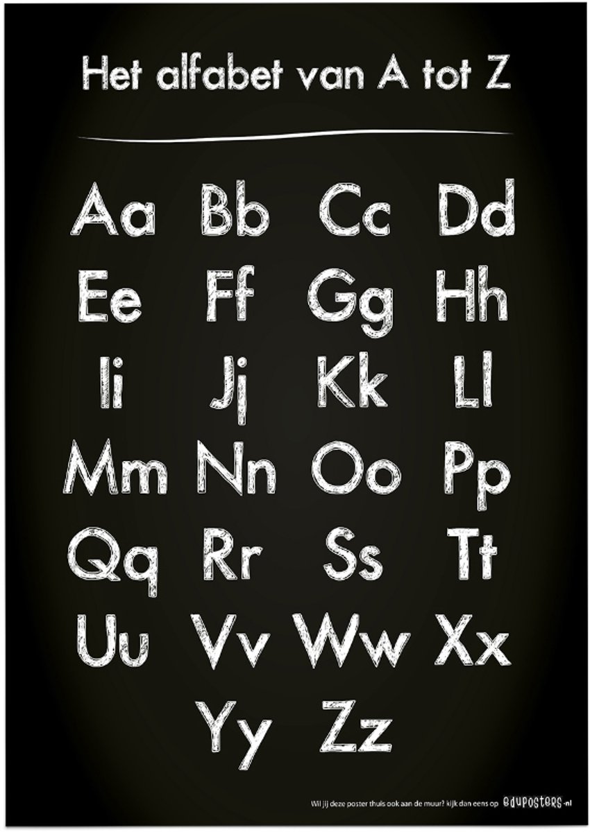 Educatieve poster (Posterpapier) - Taal alfabet zwart krijtbord - 42 x 59.4 cm (A2)