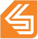 Oranje logo van Shock Doctor.