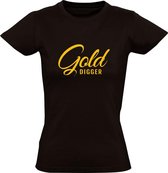 Gold Digger Dames t-shirt | golddigger | miljonair | goud | geld | Zwart
