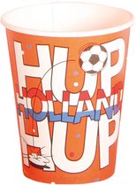 24x stuks oranje feestartikelen Hup Holland Hup drinkbekers 250 ml - karton - Nederland supporter bekertjes