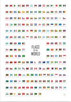 Educatieve poster (Forex) - Flags of the World (Engelstalig) - 90 x 120 cm