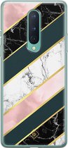 OnePlus 8 hoesje siliconen - Marmer strepen | OnePlus 8 case | multi | TPU backcover transparant