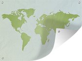 Muurdecoratie buiten Wereldkaart - Groen - Simpel - 160x120 cm - Tuindoek - Buitenposter