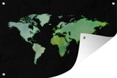 Mappemonde aquarelle vert-bleu sur fond noir 120x80 cm