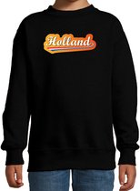 Zwarte fan sweater voor kinderen - Holland met Nederlandse wimpel - Nederland supporter - EK/ WK trui / outfit 170/176