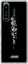 6F hoesje - geschikt voor Sony Xperia 5 III -  Transparant TPU Case - White flowers in the dark #ffffff