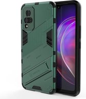 Voor vivo V21 Punk Armor 2 in 1 PC + TPU schokbestendig hoesje met onzichtbare houder (groen)