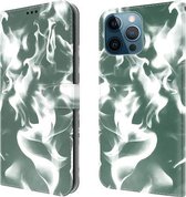 Cloud Fog Pattern Horizontale Flip lederen hoes met houder & kaartsleuf & portemonnee voor iPhone 12 Pro Max (donkergroen)