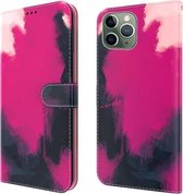 Aquarel patroon horizontale flip lederen hoes met houder & kaartsleuf & portemonnee voor iPhone 11 Pro (bessenkleur)