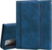 Voor Samsung Galaxy A72 5G / 4G Frosted Business Magnetische Horizontale Flip PU lederen tas met houder & kaartsleuf & lanyard (blauw)