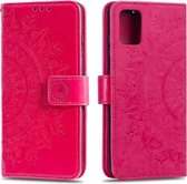 Voor Samsung Galaxy A51 5G Totem Bloem Reliëf Horizontale Flip TPU + PU Leren Case met Houder & Kaartsleuven & Portemonnee (Rood)
