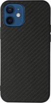 Carbon Fiber Skin PU + PC + TPU Shockprof beschermhoes voor iPhone 12 (zwart)