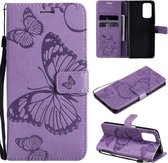 Voor Xiaomi Redmi Note 10 Pro 4G Pressed Printing Butterfly Pattern Horizontale Flip PU lederen tas met houder & kaartsleuven & portemonnee & lanyard (paars)