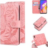 Voor OPPO A94 5G / F19 Pro Plus 5G Tijger Embossing Patroon Horizontale Flip Leren Case met Houder & Kaartsleuven & Portemonnee (Roze)