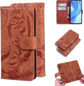 Voor Xiaomi Mi 11 Lite Tiger Embossing Pattern Horizontale Flip lederen tas met houder & kaartsleuven & portemonnee (bruin)