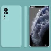 Voor vivo X60 Pro effen kleur imitatie vloeibare siliconen rechte rand valbestendige volledige dekking beschermhoes (hemelsblauw)