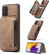 Voor Samsung Galaxy A72 4G / 5G CaseMe C20 Multifunctionele PC + TPU beschermhoes met houder & kaartsleuf & portemonnee (bruin)