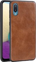 Voor Samsung Galaxy A02 Crazy Horse Getextureerd Kalfsleer PU + PC + TPU Case (Bruin)