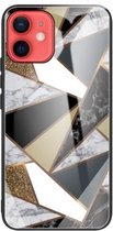Abstract Marble Pattern Glass beschermhoes voor iPhone 12 mini (Rhombus Golden)