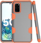 Voor Samsung Galaxy S20 + 5G siliconen in contrastkleur + schokbestendige pc-hoes (grijs + oranje)