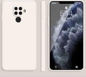 Voor Huawei nova 5i Pro / 5z effen kleur imitatie vloeibare siliconen rechte rand valbestendige volledige dekking beschermhoes (wit)