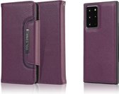 Voor Samsung Galaxy Note20 Ultra Litchi Texture Horizontale Flip Buckle Afneembare Magnetische PU Leather Case met Kaartsleuven & Portemonnee & Fotolijst (Paars)