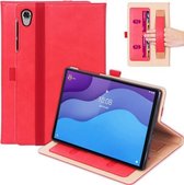 Voor Lenovo Tab M10 HD 2e generatie TB-X306X Business Retro PU horizontale Flip lederen tas met houder & kaartsleuven & draagriem (rood)