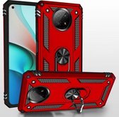 Voor Geschikt voor Xiaomi Redmi Note 9 schokbestendige TPU + pc-beschermhoes met 360 graden roterende houder (rood)