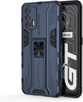 Voor OPPO Realme GT Supersonic PC + TPU schokbestendige beschermhoes met houder (donkerblauw)