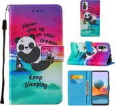 Voor Xiaomi Redmi Note 10 Pro / Note 10 Pro Max Cross Texture Painting Pattern Horizontale Flip lederen hoes met houder & kaartsleuven & portemonnee & lanyard (Sleeping Panda)