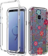 Voor Samsung Galaxy S9 2 in 1 hoog transparant geverfd schokbestendig PC + TPU beschermhoes (kleine bloemen)