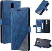 Voor Nokia 2.4 Skin Feel Splicing Horizontale flip lederen tas met houder & kaartsleuven & portemonnee & fotolijst (blauw)